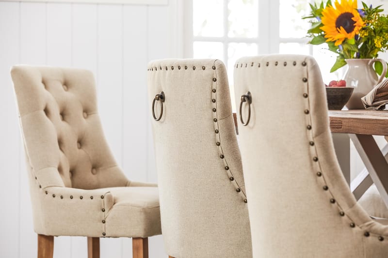 Lyon Förlängningsbar Matgrupp 200 cm med 6 Viktoria Stol Bloomington Natur/Vit/Beige Beige/White - Møbler - Bord - Spisegrupper