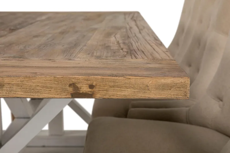 Lyon Förlängningsbar Matgrupp 200 cm med 6 Viktoria Stol Bloomington Natur/Vit/Beige Beige/White - Møbler - Bord - Spisegrupper