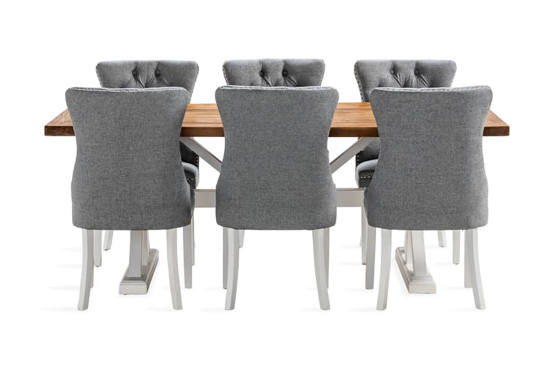 Lyon Forlengbar Spisegruppe 200 cm inkl. 6 Bergviken Stoler - Brun/Hvit - Møbler - Bord - Spisegrupper