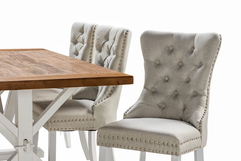 Lyon Forlengbar Spisegruppe 200 cm inkl. 6 Bergviken Stoler - Brun/Hvit - Møbler - Bord - Spisegrupper