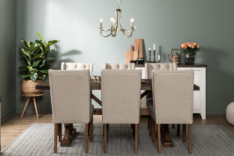 Lyon Forlengningsbar Spisegruppe 200 cm med 6 Irma Stol - Natur/Beige/Grå - Møbler - Bord - Spisegrupper