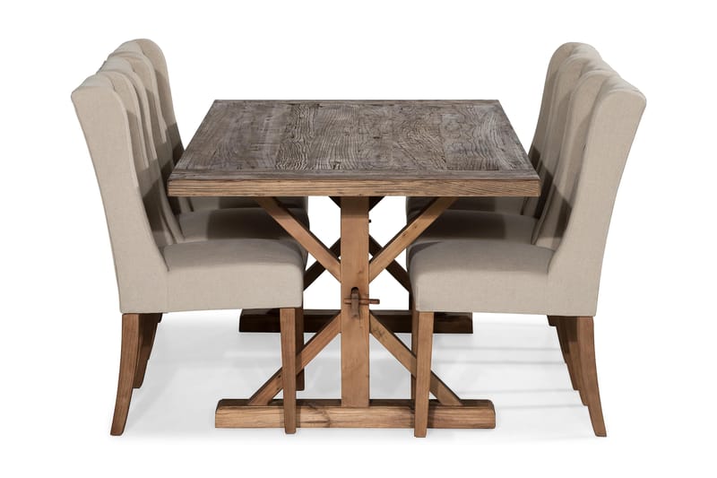 Lyon Forlengningsbar Spisegruppe 200 cm med 6 Irma Stol - Natur/Beige/Grå - Møbler - Bord - Spisegrupper