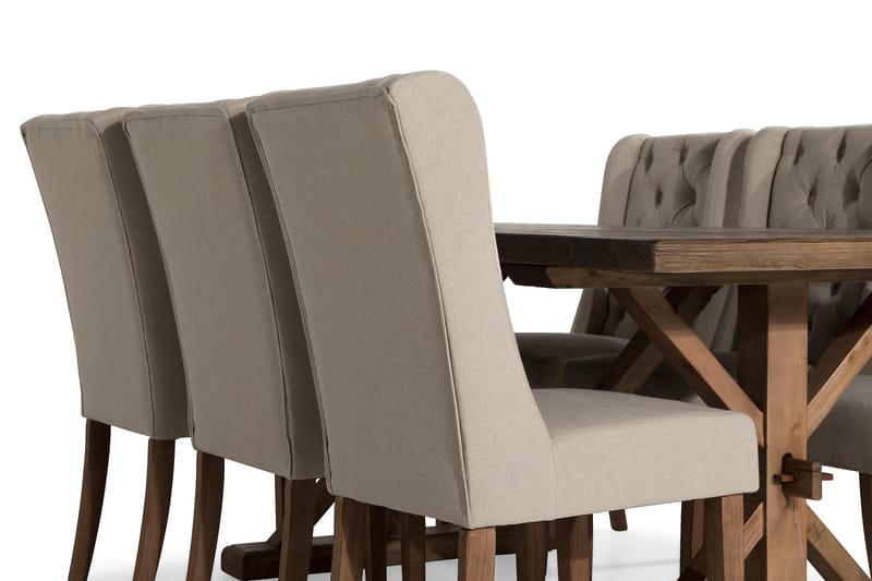 Lyon Forlengningsbar Spisegruppe 200 cm med 6 Irma Stol - Natur/Beige/Grå - Møbler - Bord - Spisegrupper