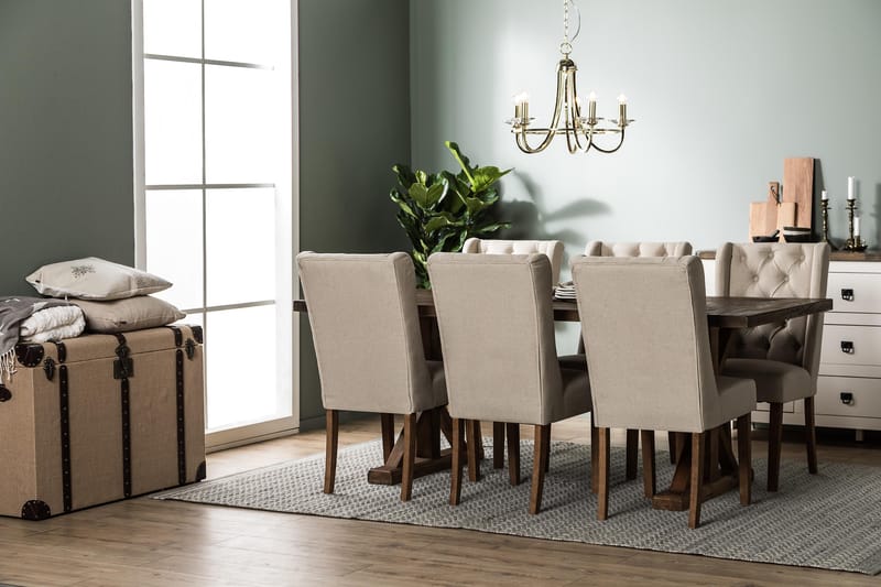 Lyon Forlengningsbar Spisegruppe 200 cm med 6 Irma Stol - Natur/Beige/Grå - Møbler - Bord - Spisegrupper