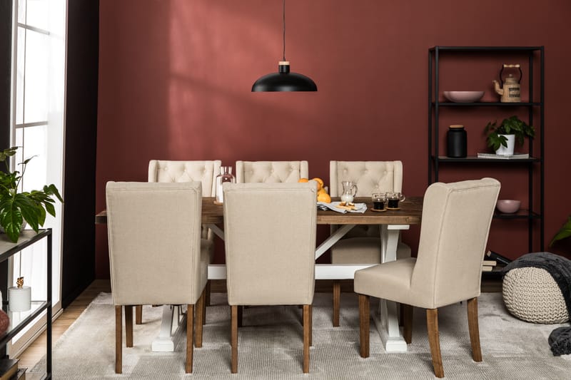 Lyon Forlengningsbar Spisegruppe 200 cm med 6 Irma Stol - Natur/Hvit/Beige - Møbler - Bord - Spisegrupper