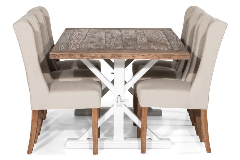 Lyon Forlengningsbar Spisegruppe 200 cm med 6 Irma Stol - Natur/Hvit/Beige - Møbler - Bord - Spisegrupper
