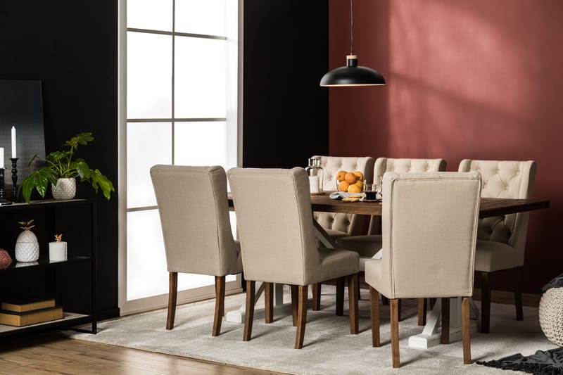 Lyon Forlengningsbar Spisegruppe 200 cm med 6 Irma Stol - Natur/Hvit/Beige - Møbler - Bord - Spisegrupper