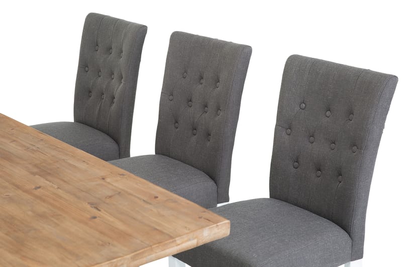 Lyon Forlengningsbar Spisegruppe 200 cm med 6 Jenny Stol - Natur/Hvit/Grå - Møbler - Bord - Spisegrupper