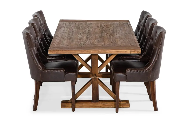 Lyon Forlengningsbar Spisegruppe 200 cm med 6 Tuva Stol - Natur/Brun - Møbler - Bord - Spisegrupper