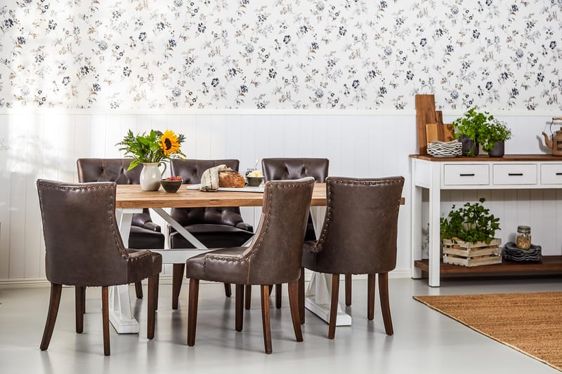 Lyon Forlengningsbar Spisegruppe 200 cm med 6 Tuva Stol - Natur/Hvit/Brun - Møbler - Bord - Spisegrupper