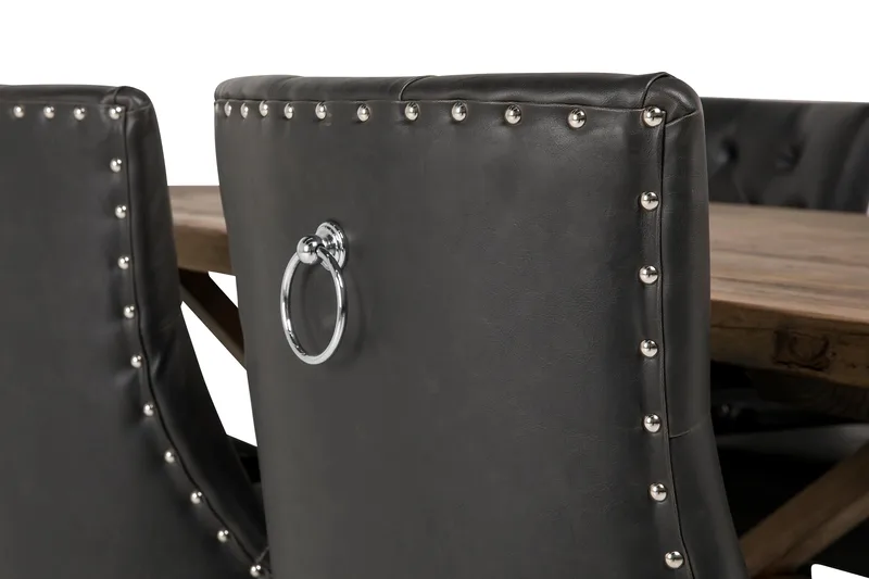 Lyon Forlengningsbar Spisegruppe 200 cm med 6 Tuva Stol - Natur/Svart - Møbler - Bord - Spisegrupper