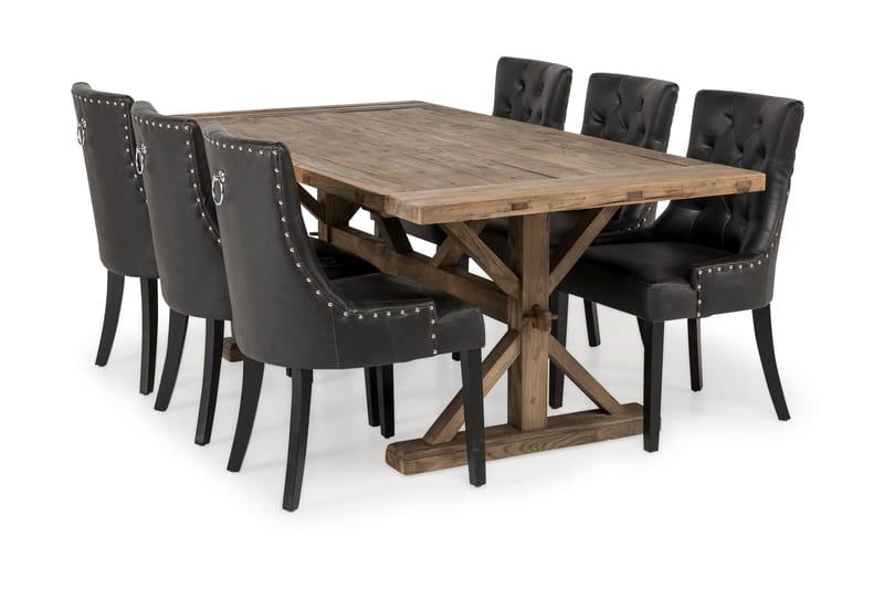 Lyon Forlengningsbar Spisegruppe 200 cm med 6 Tuva Stol - Natur/Svart - Møbler - Bord - Spisegrupper