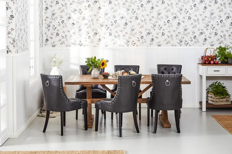 Lyon Forlengningsbar Spisegruppe 200 cm med 6 Tuva Stol - Natur/Svart - Møbler - Bord - Spisegrupper