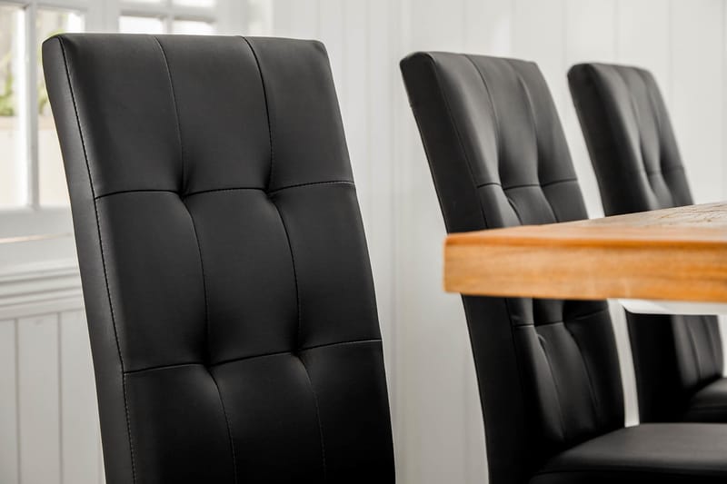 Lyon Forlengningsbar Spisegruppe 200 cm med 6 Viktor Stol - Natur/Hvit/Svart - Møbler - Bord - Spisegrupper