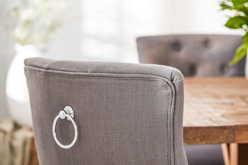 Lyon Forlengningsbar Spisegruppe 200 cm med 6 Viktoria Stol - Natur/Grå/Hvit - Møbler - Bord - Spisegrupper