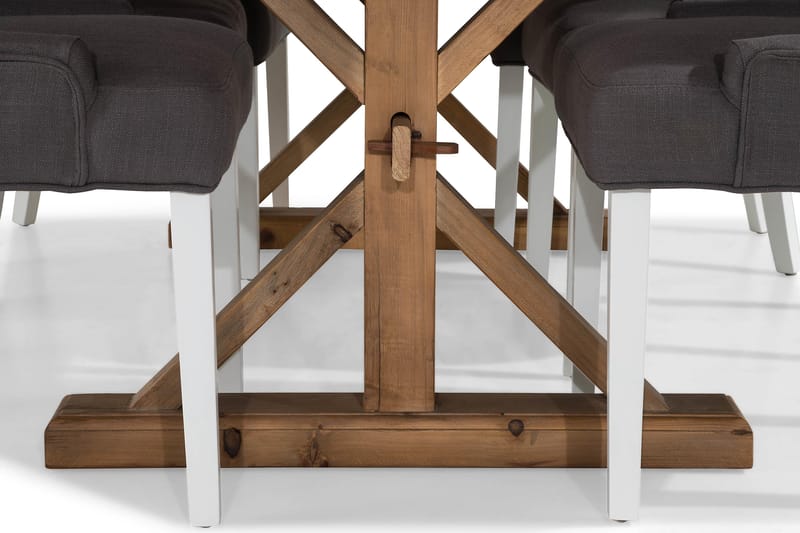 Lyon Forlengningsbar Spisegruppe 200 cm med 6 Viktoria Stol - Natur/Grå/Hvit - Møbler - Bord - Spisegrupper