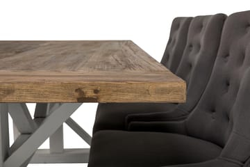Lyon Forlengningsbar Spisegruppe 200 cm med 6 Viktoria Stol - Natur/Hvit/Grå - Møbler - Bord - Spisegrupper