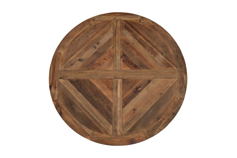 Lyon Rund Spisegruppe 150 cm med 6 Tuva Stoler - Brun Vintage Alm / Svart PU - Møbler - Bord - Spisegrupper