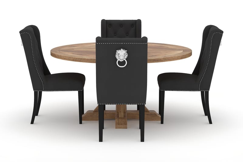 Lyon Spisebord 150 cm Rundt med 4 Jospeh Spisestoler - Brun - Møbler - Bord - Spisegrupper