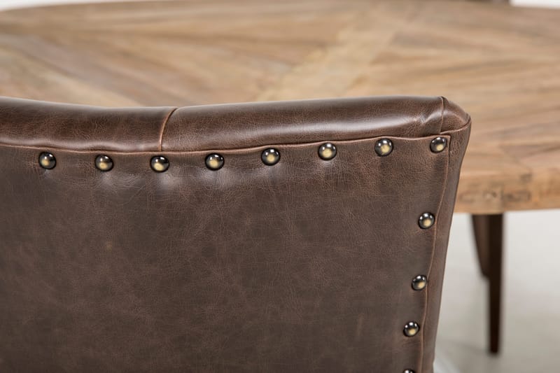 Lyon Spisegruppe Ø150 cm Rund med 4 Tuva Stoler - Vintage Natur/Hvit/Brun - Møbler - Bord - Spisegrupper