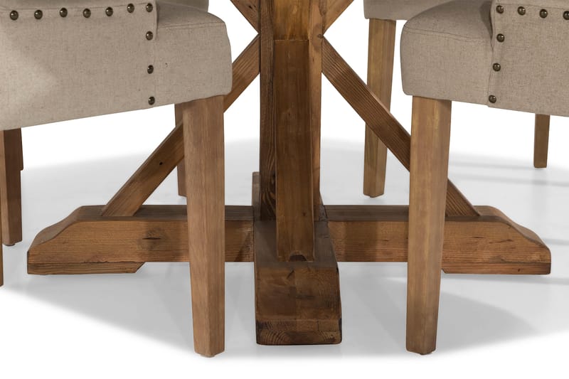 Lyon Spisegruppe Ø150 cm Rund med 4 Viktoria Stoler - Vintage Alm / Beige - Møbler - Bord - Spisegrupper