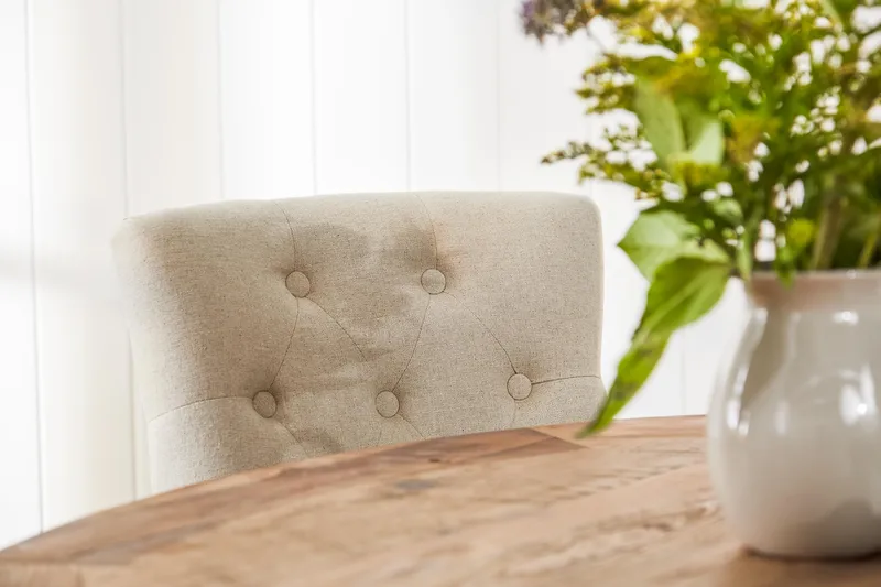 Lyon Spisegruppe Ø150 cm Rund med 4 Viktoria Stoler - Vintage Alm / Beige - Møbler - Bord - Spisegrupper