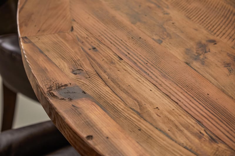 Lyon Spisegruppe Ø150 cm Rund med 6 Tuva Stoler - Vintage Natur/Hvit/Brun - Møbler - Bord - Spisegrupper