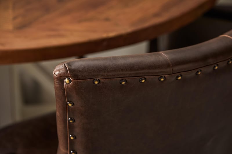 Lyon Spisegruppe Ø150 cm Rund med 6 Tuva Stoler - Vintage Natur/Hvit/Brun - Møbler - Bord - Spisegrupper