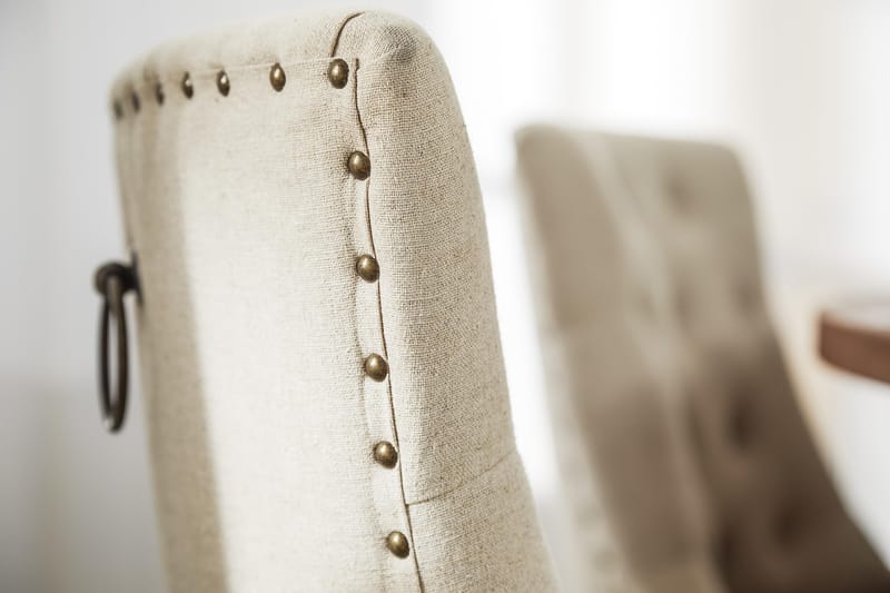 Lyon Spisegruppe Ø150 cm Rund med 6 Viktoria Stoler - Vintage Natur / Hvit / Beige - Møbler - Bord - Spisegrupper