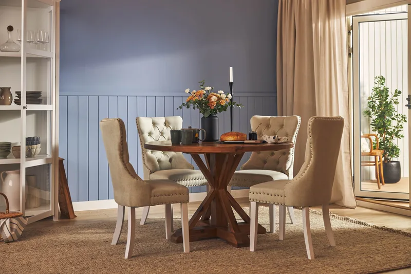 Lyon Spisegruppe 120 cm Rund inkl. 4 Bergviken Stoler - Brun - Møbler - Bord - Spisegrupper