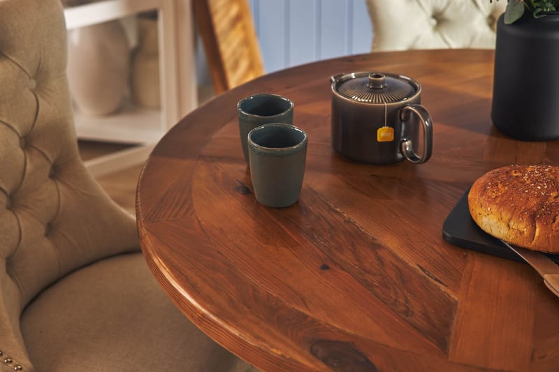 Lyon Spisegruppe 120 cm Rund inkl. 4 Bergviken Stoler - Brun - Møbler - Bord - Spisegrupper