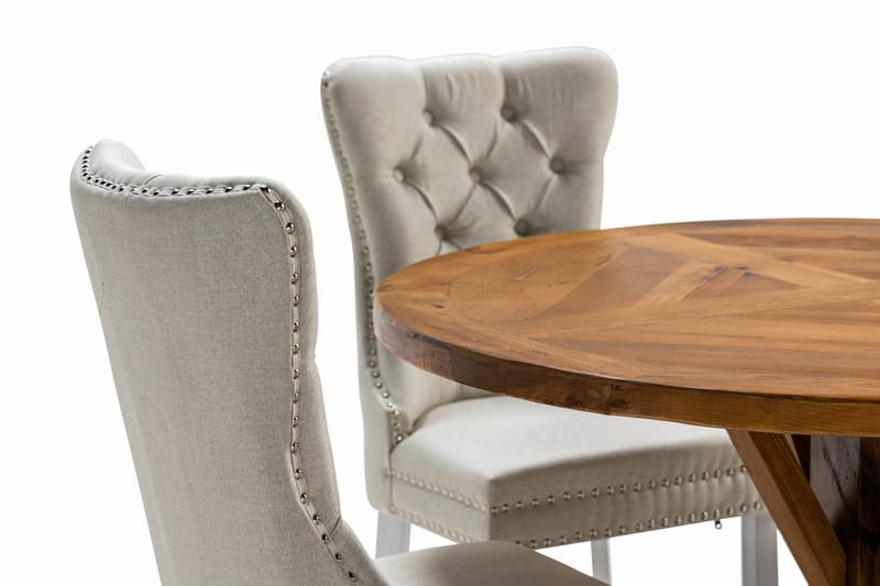 Lyon Spisegruppe 120 cm Rund inkl. 4 Bergviken Stoler - Brun - Møbler - Bord - Spisegrupper