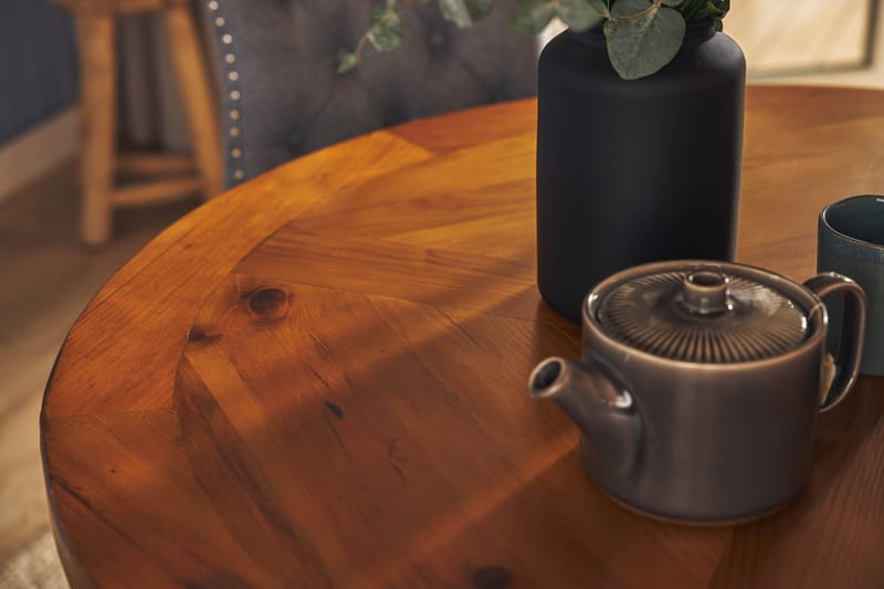 Lyon Spisegruppe 120 cm Rund inkl. 4 Bergviken Stoler - Brun/Hvit - Møbler - Bord - Spisegrupper