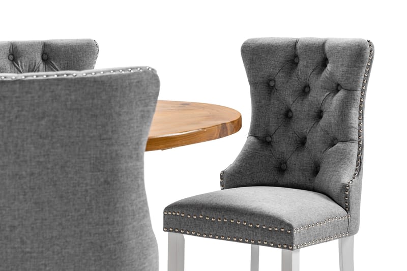 Lyon Spisegruppe 120 cm Rund inkl. 4 Bergviken Stoler - Brun/Hvit - Møbler - Bord - Spisegrupper