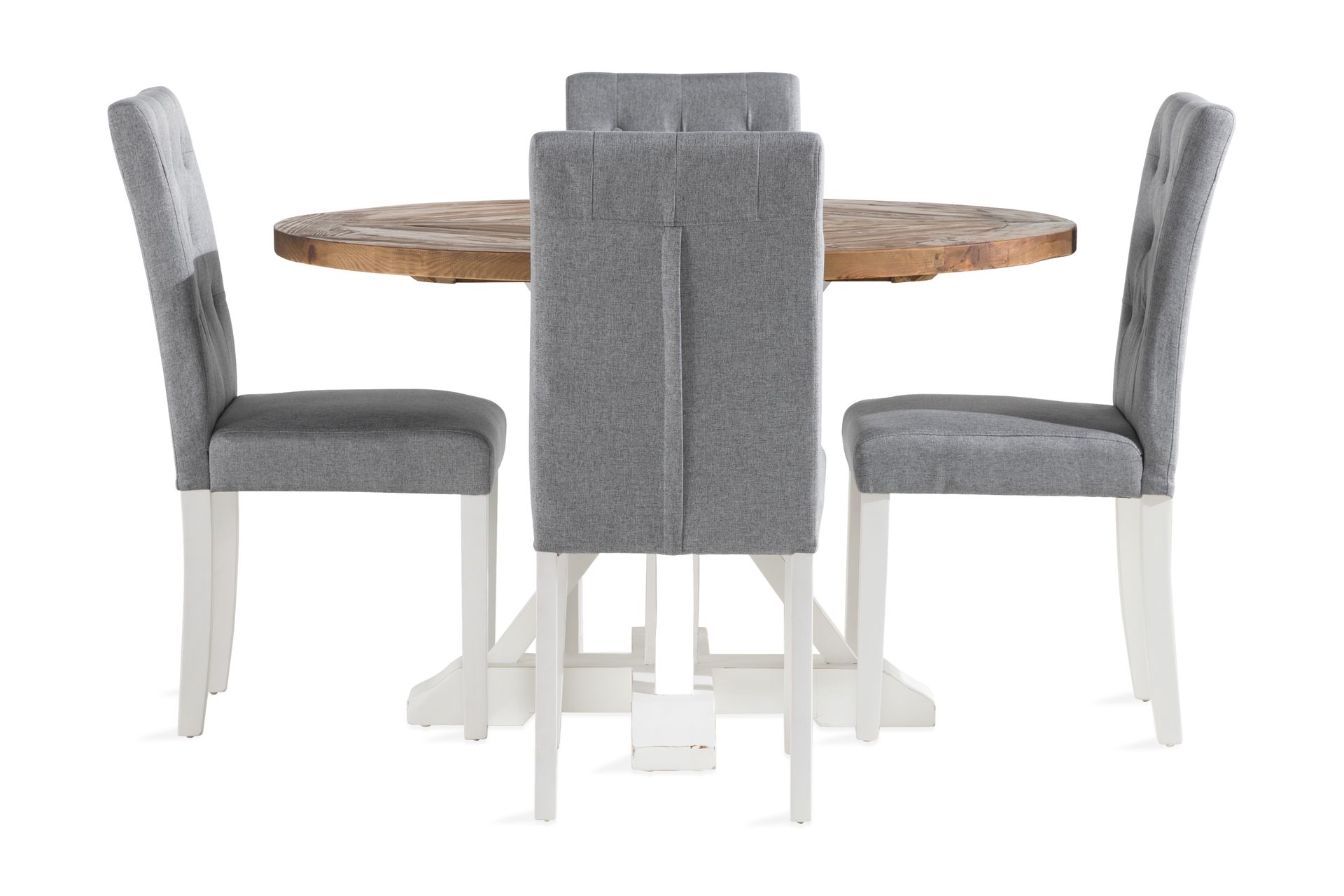 Lyon Spisegruppe 120 cm Rund inkl 4 Brunnevik Stoler - Brun/Hvit - Møbler - Bord - Spisegrupper