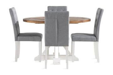 Lyon Spisegruppe 120 cm Rund inkl 4 Brunnevik Stoler - Brun/Hvit - Møbler - Bord - Spisegrupper