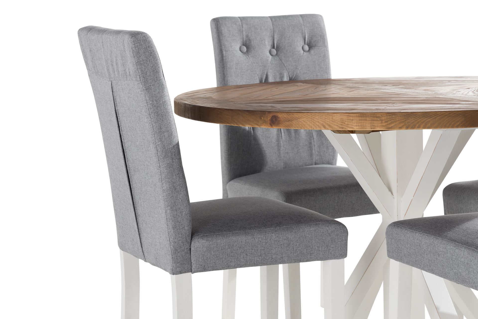Lyon Spisegruppe 120 cm Rund inkl 4 Brunnevik Stoler - Brun/Hvit - Møbler - Bord - Spisegrupper