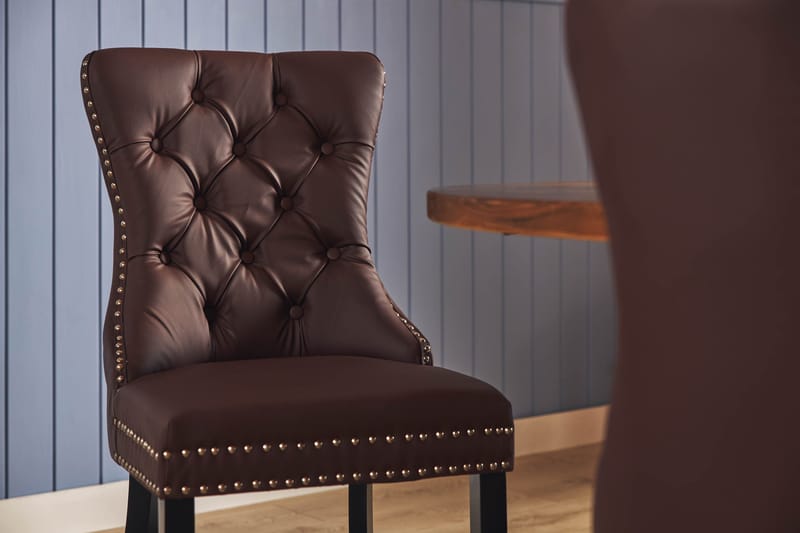 Lyon Spisegruppe 120 cm Rund med 4 Bergviken Stoler Kunstlær - Brun - Møbler - Bord - Spisegrupper