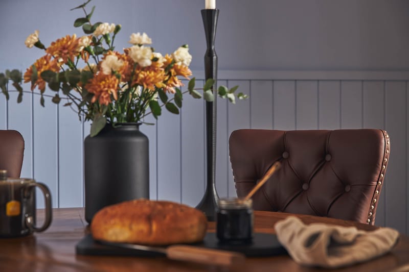 Lyon Spisegruppe 120 cm Rund med 4 Bergviken Stoler Kunstlær - Brun - Møbler - Bord - Spisegrupper