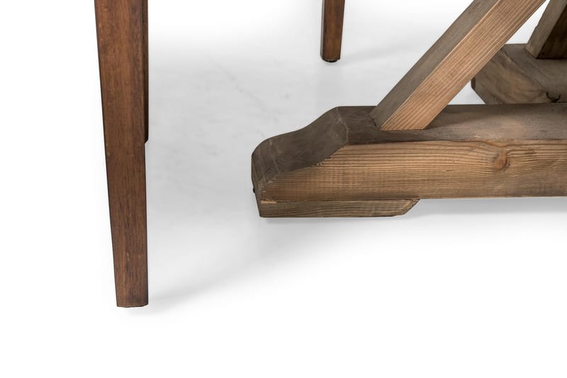 Lyon Spisegruppe 150 cm Rund med 4 Tuva Lenestol - Vintage Alm/Brun PU - Møbler - Bord - Spisegrupper