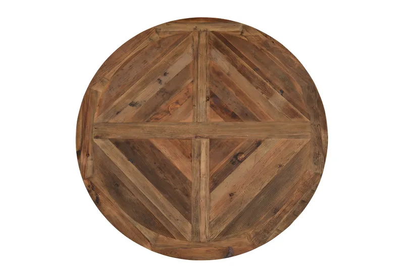 Lyon Spisegruppe 150 cm Rund med 4 Tuva Lenestol - Vintage Alm/Hvit/Svart PU - Møbler - Bord - Spisegrupper