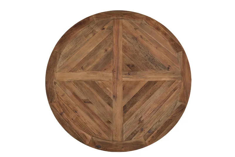 Lyon Spisegruppe 150 cm Rund med 4 Tuva Lenestol - Vintage Alm/Hvit/Svart PU - Møbler - Bord - Spisegrupper