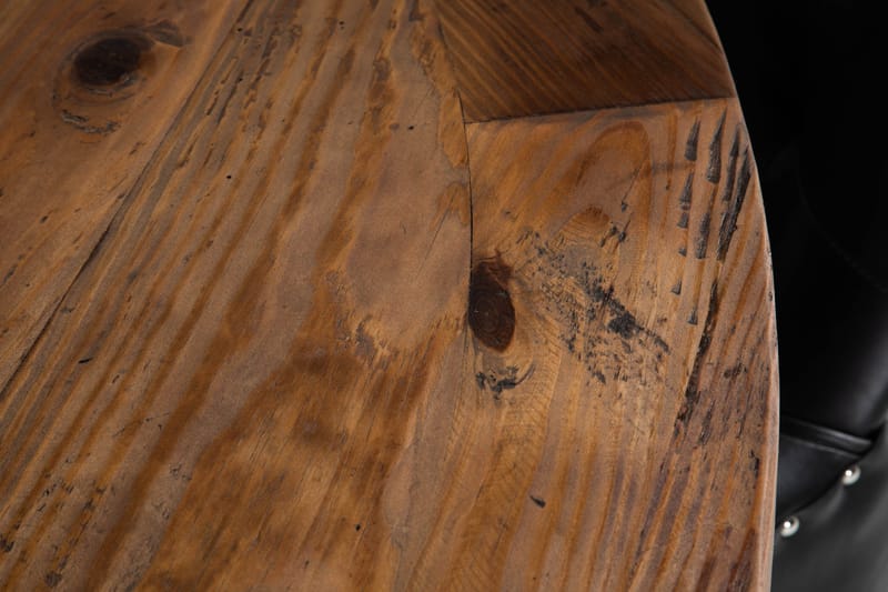 Lyon Spisegruppe 150 cm Rund med 4 Tuva Lenestol - Vintage Alm/Svart PU - Møbler - Bord - Spisegrupper