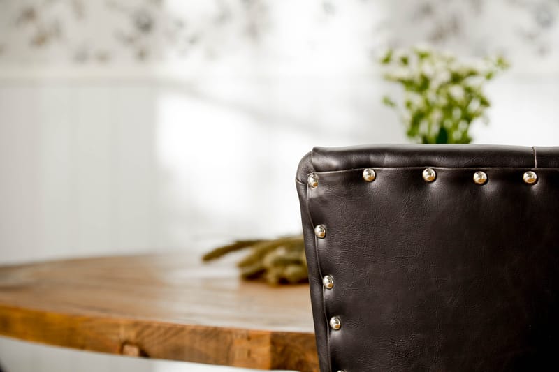 Lyon Spisegruppe 150 cm Rund med 4 Tuva Lenestol - Vintage Alm/Svart PU - Møbler - Bord - Spisegrupper