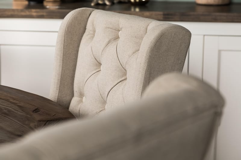 Lyon Spisegruppe 150 cm Rund med 6 Irma Stol - Vintage Alm/Beige - Møbler - Bord - Spisegrupper