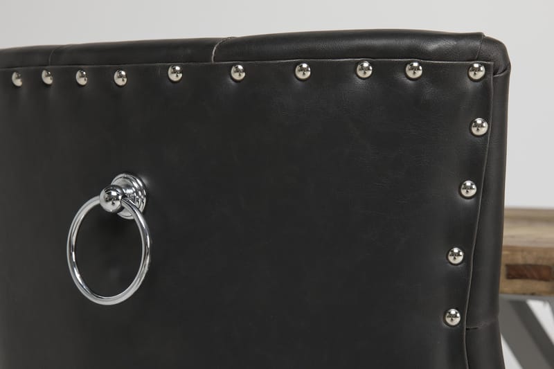 Lyon Spisegruppe 150 cm Rund med 6 Tuva Lenestol - Vintage Alm/Hvit/Svart PU - Møbler - Bord - Spisegrupper