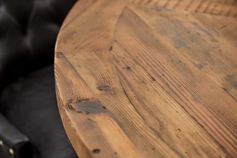 Lyon Spisegruppe 150 cm Rund med 6 Tuva Lenestol - Vintage Alm/Hvit/Svart PU - Møbler - Bord - Spisegrupper