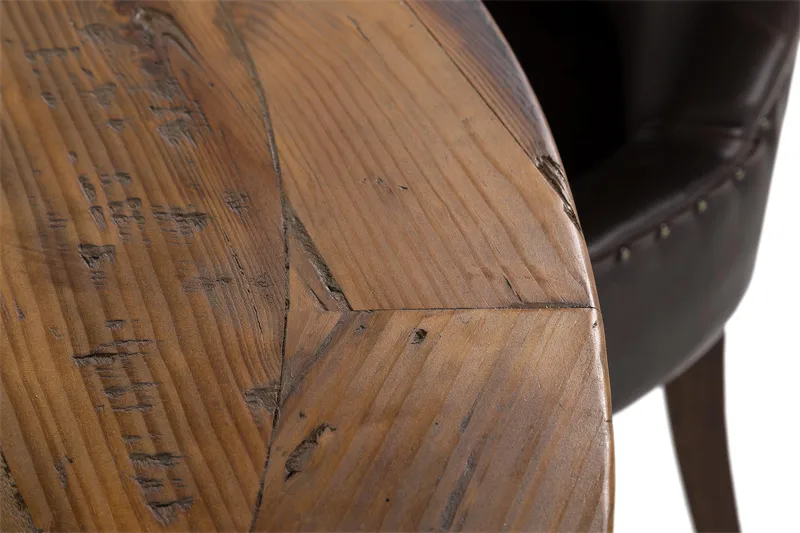 Lyon Spisegruppe 150 cm Rundt Mørkt Tre med 6 Tuva Stoler - Vintage Alm / Brun PU - Møbler - Bord - Spisegrupper