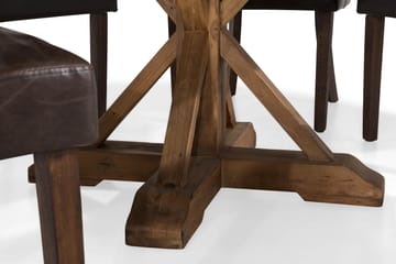Lyon Spisegruppe 150 cm Rundt Mørkt Tre med 6 Tuva Stoler - Vintage Alm / Brun PU - Møbler - Bord - Spisegrupper