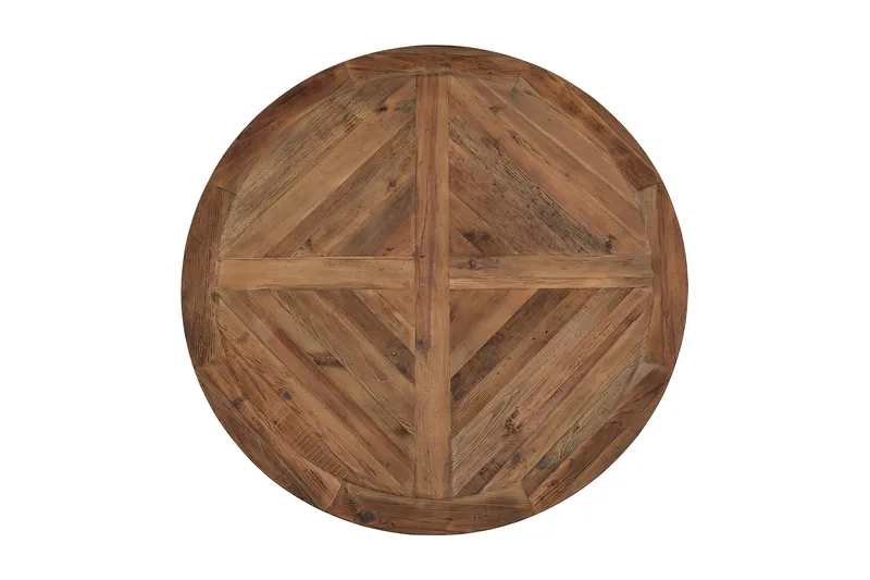 Lyon Spisegruppe 150 cm Rundt Mørkt Tre med 6 Tuva Stoler - Vintage Alm / Brun PU - Møbler - Bord - Spisegrupper